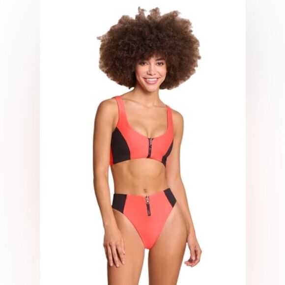 Maaji NWT Reversible Fire Ninna Sporty Bralette Bikini Top in Orange Size M - Picture 3 of 5
